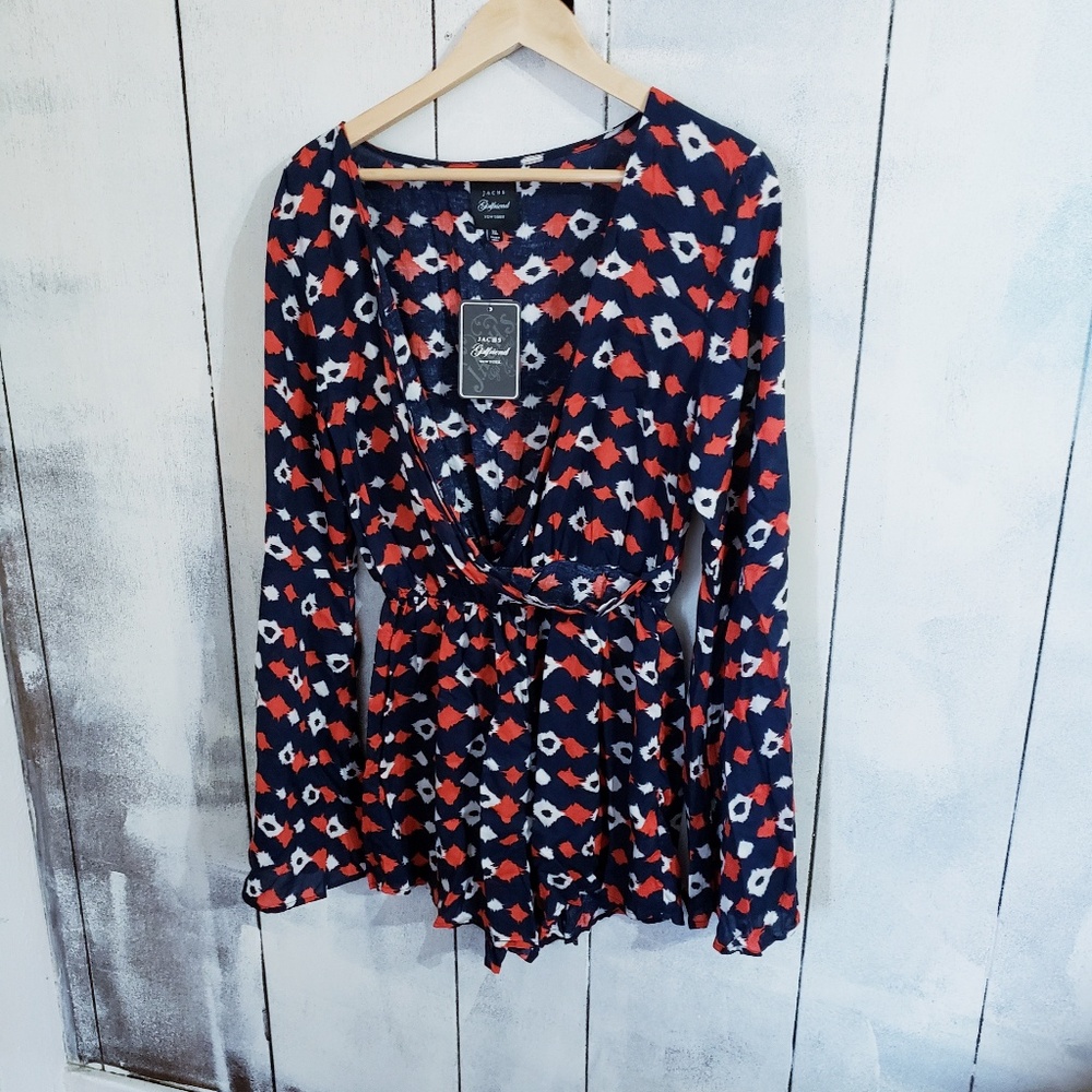 NWT Cute navy and red long sleeve romper. XL
